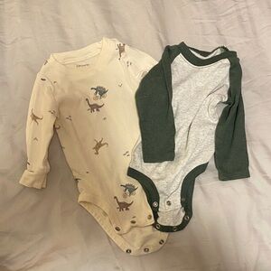 Dinosaur Print Cream and Green Kids One Pieces